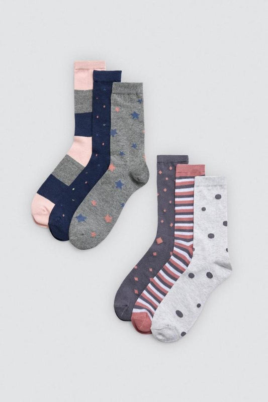 Pack 3 calcetines mujer estampados algodón puño anti presión YSABEL MORA