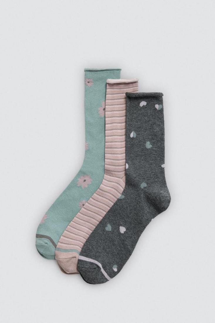 Pack 3 calcetines mujer SIN PUÑO estampados algodón YSABEL MORA
