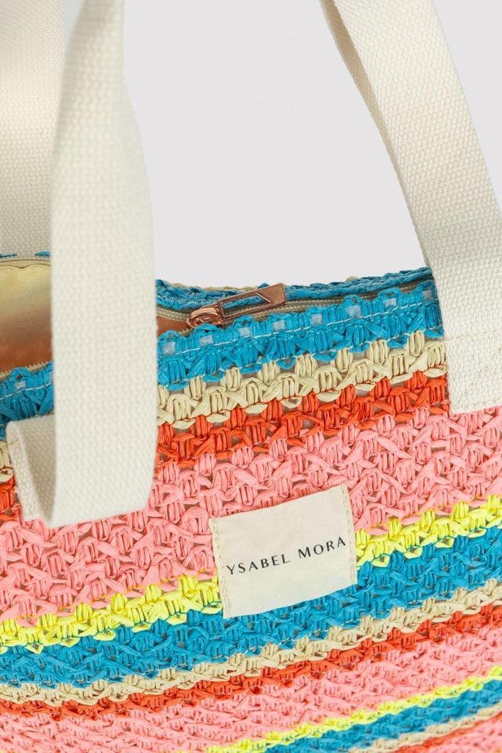 Bolso rafia listado multicolor YSABEL MORA