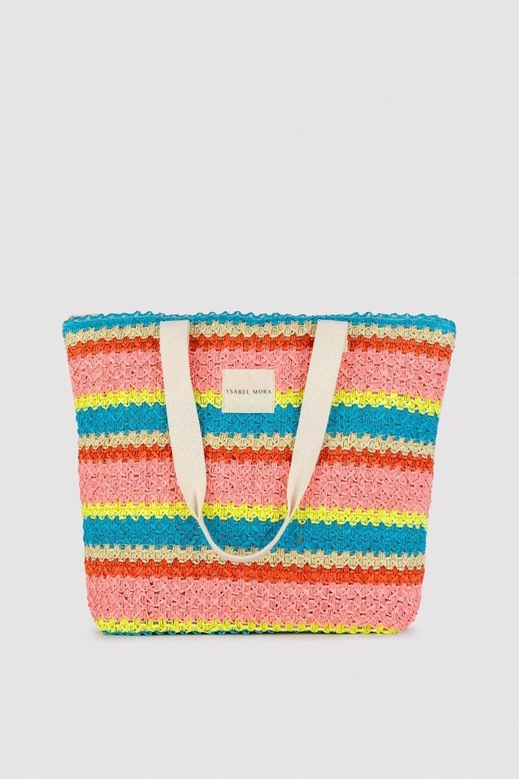Bolso rafia listado multicolor YSABEL MORA