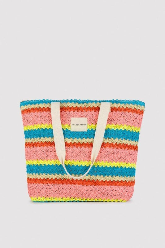 Bolso rafia listado multicolor YSABEL MORA