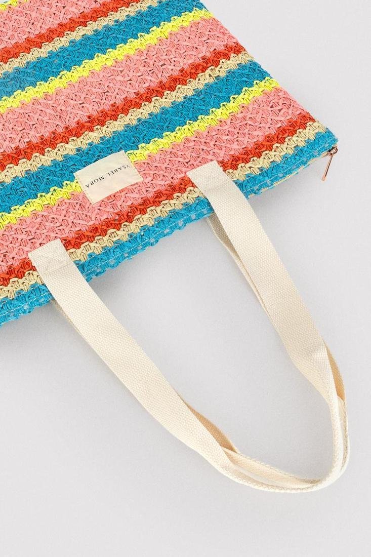 Bolso rafia listado multicolor YSABEL MORA