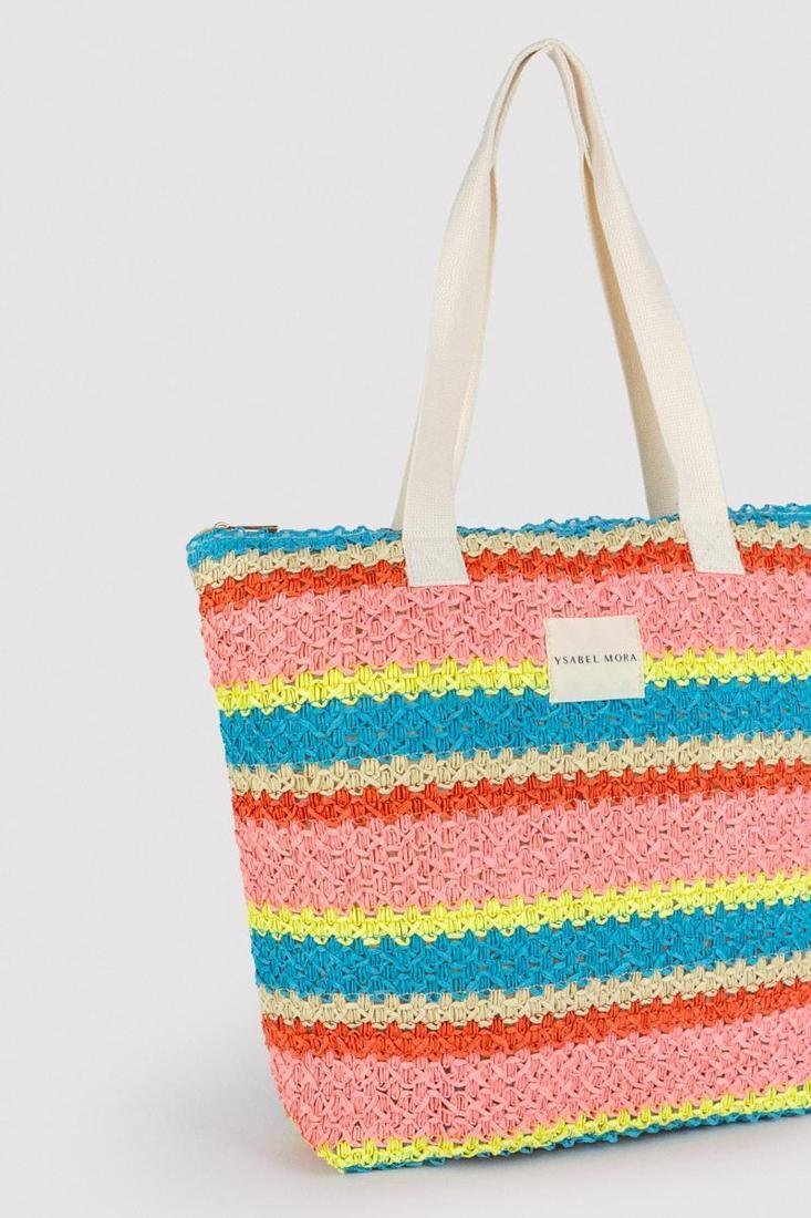 Bolso rafia listado multicolor YSABEL MORA