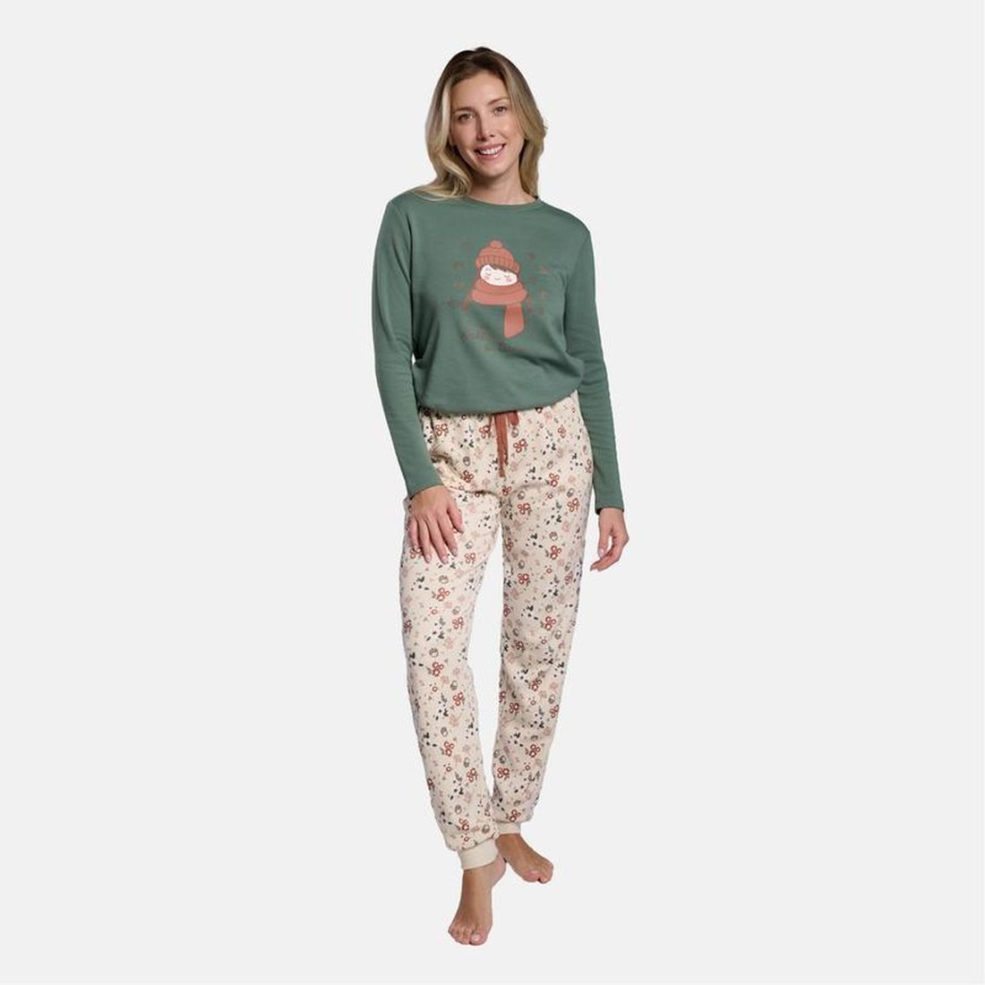 Pijama mujer estampado algodón de invierno  MUYDEMI by YSABEL MORA