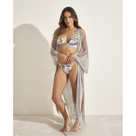 Kimono para baño en tejido red plata SELMARK
