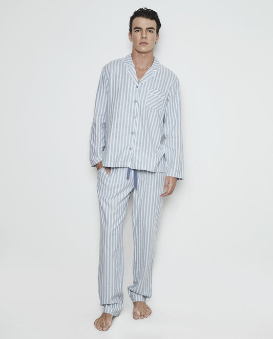 Pijama hombre abierto franela 100% algodón Selmark