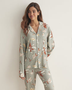 Pijama camisero estampado flores tejido viscosa Selmark