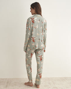 Pijama camisero estampado flores tejido viscosa Selmark