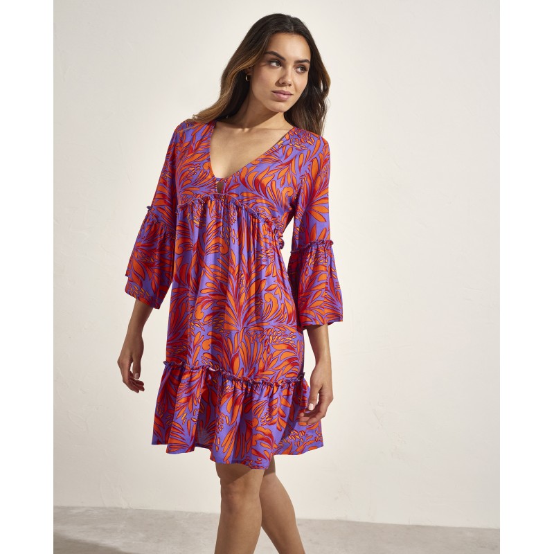 Vestido blusón naranja estampado SELMARK