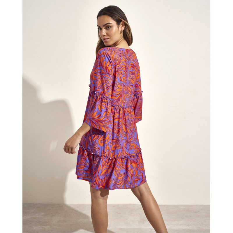 Vestido blusón naranja estampado SELMARK