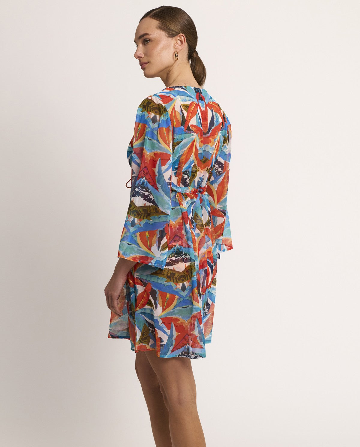 Vestido blusón con abalorios en el escote estampado SELMARK