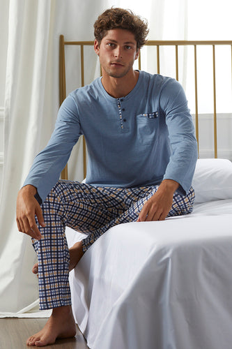 Pijama de hombre algodón fino manga larga Admas Classic