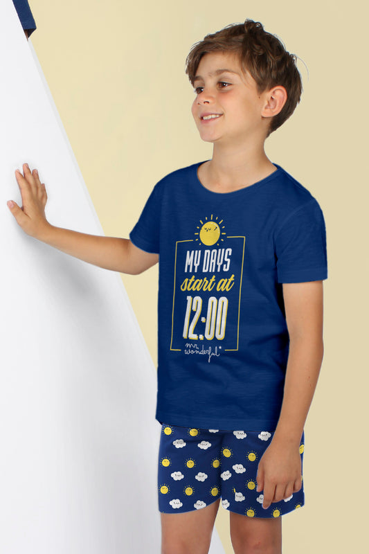 Pijama de niño Mr. Wonderful "My days start at 12:00"