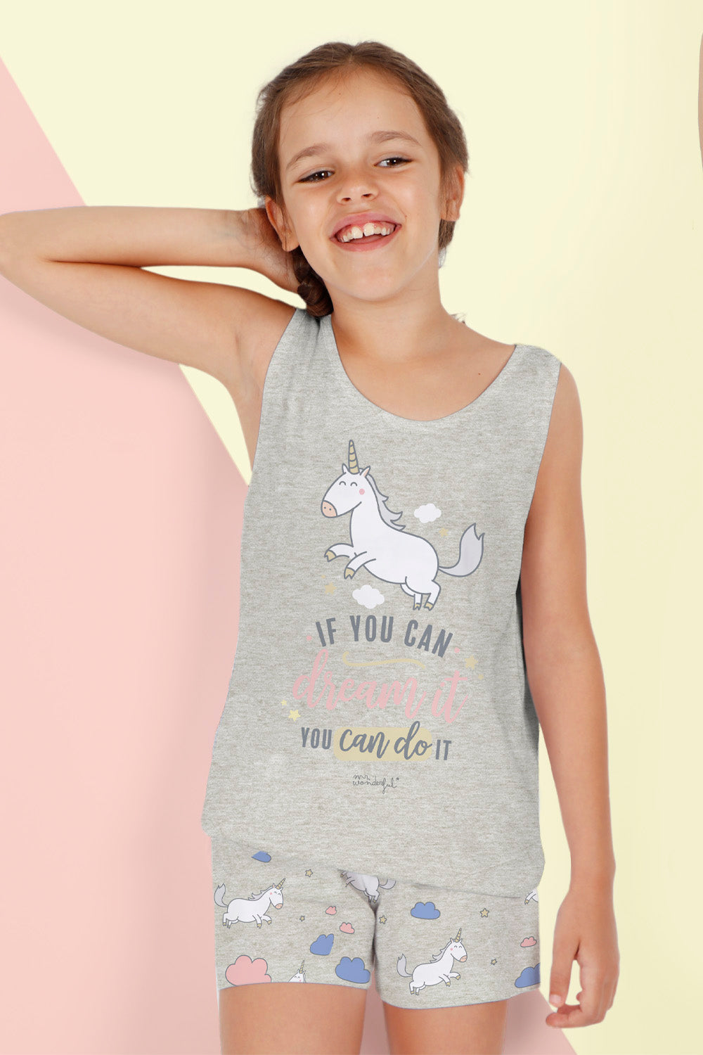 Pijama de niña verano estampado unicornio Mr. Wonderful