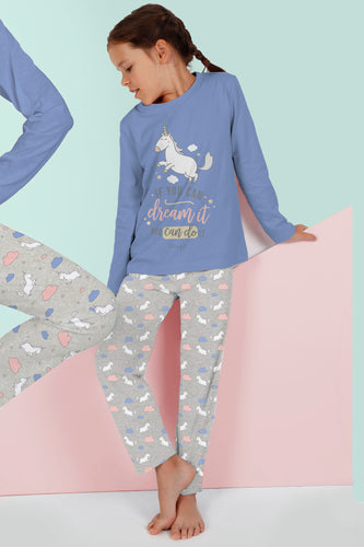 Pijama de niña verano manga larga unicornio Mr. Wonderful