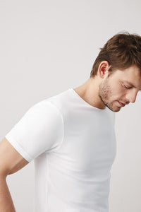camiseta interior hombre algodón manga corta cuello redondo