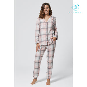 Pijama Invierno Mujer abierto en tejido de franela