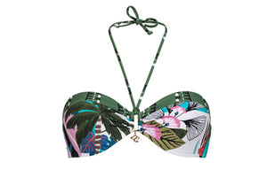 Bikini bandeau con aro y cascos estampado palmeras Dolores Cortés