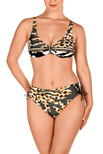 Bikini REDUCTOR estampado felino con aros copa C  Dolores Cortés TALLAS GRANDES