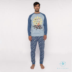 Pijama hombre algodón invierno "Roll vibes only" MUYDEMI