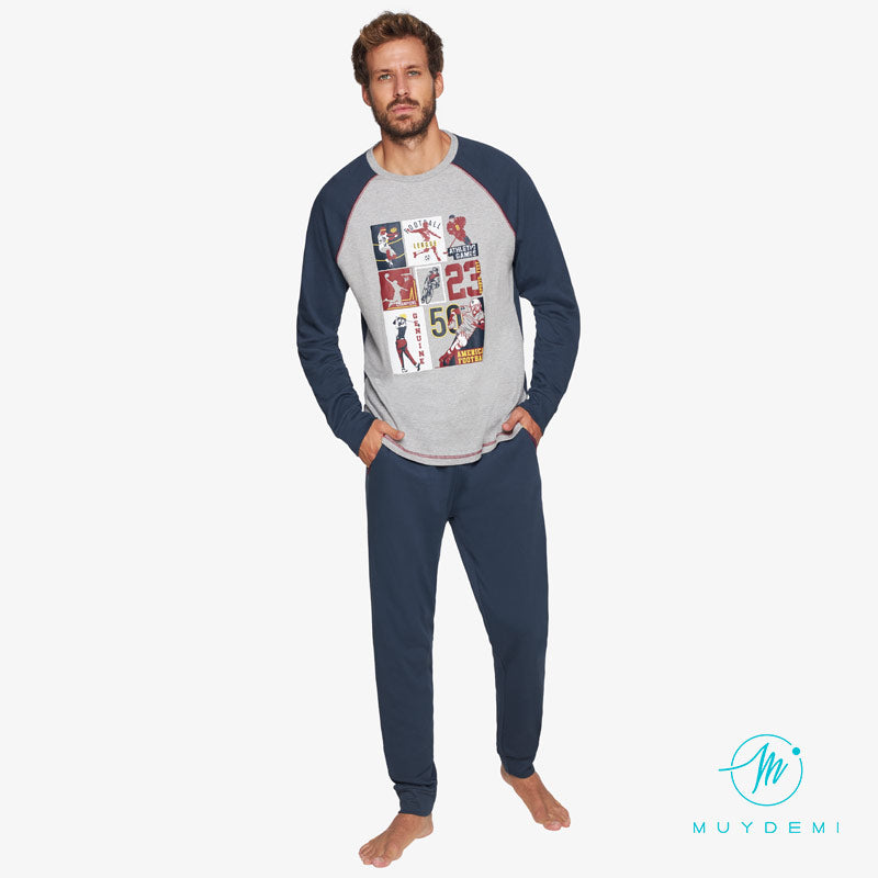 pijama hombre muydemi estampado deportesotos