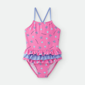 Bañador niña con volantes estampado "Estrellas de mar" WATERLEMON