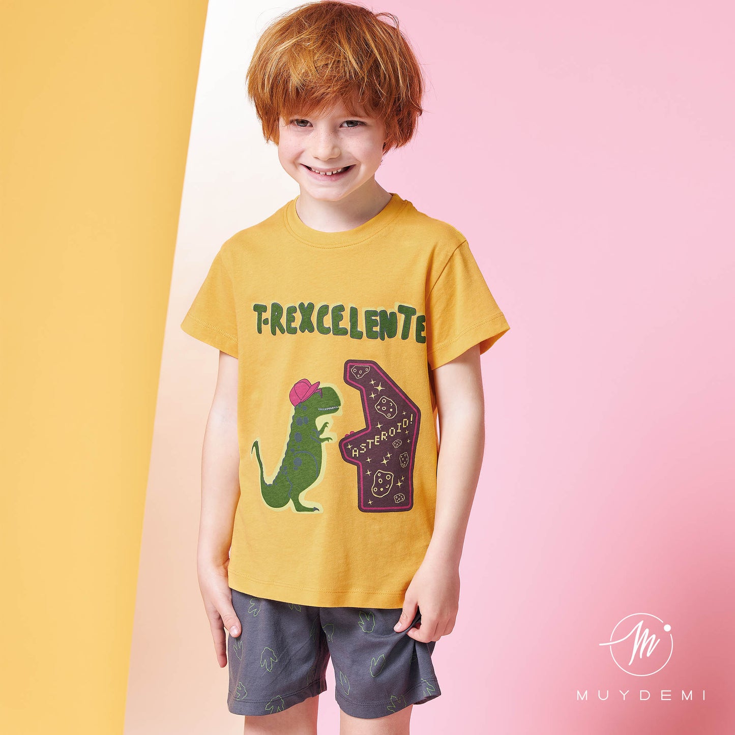 Pijama niño manga corta  "T-REX-CELENTE" MUYDEMI