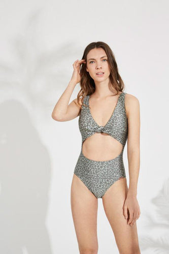 Trikini sin aros estampado animal print gris metalizado  YSABEL MORA