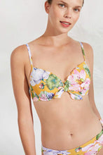 Cargar imagen en el visor de la galería, Top bikini COMBINABLE con aro y foam estampado floral copa D YSABEL MORA