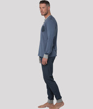Cargar imagen en el visor de la galería, Pijama hombre algodón manga larga azul jeans ABANDERADO