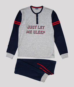 Pijama hombre algodón manga larga "Just let me sleep" ABANDERADO
