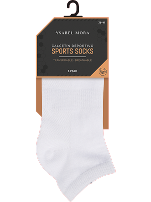 Pack-3 calcetines deportivos INVISIBLES transpirables Ysabel Mora