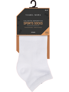 Pack-3 calcetines deportivos INVISIBLES transpirables Ysabel Mora