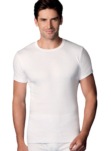  Abanderado - Abanderado - Camiseta interior térmica acanalada  para hombre, cuello redondo, manga corta, 100% algodón - BLANCO, 52/L,  Blanco : Ropa, Zapatos y Joyería