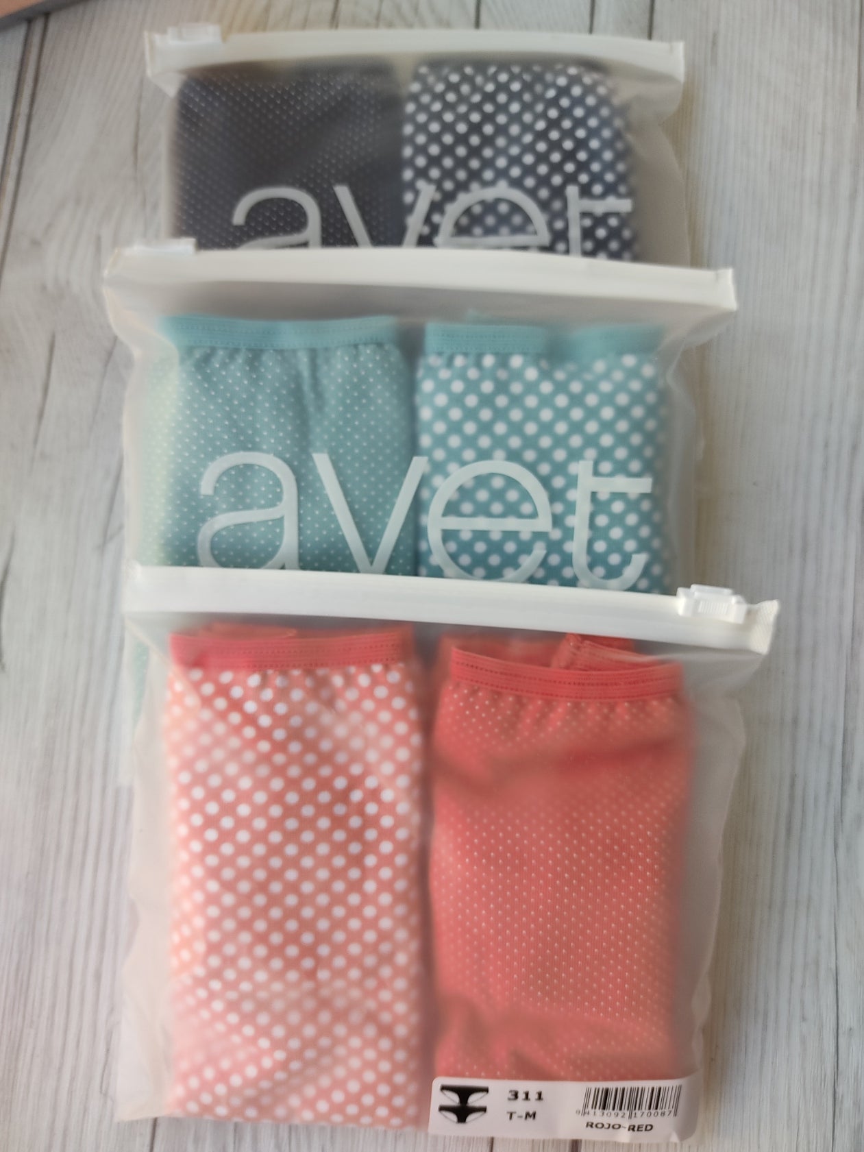 Pack 2 bragas mujer talle MEDIO algodón estampado lunares