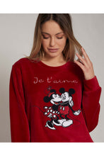 Cargar imagen en el visor de la galería, Pijama de mujer terciopelo &quot;Je t´aime&quot; Minnie Mouse  Admas