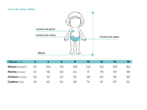 guía de tallas niña muydemi