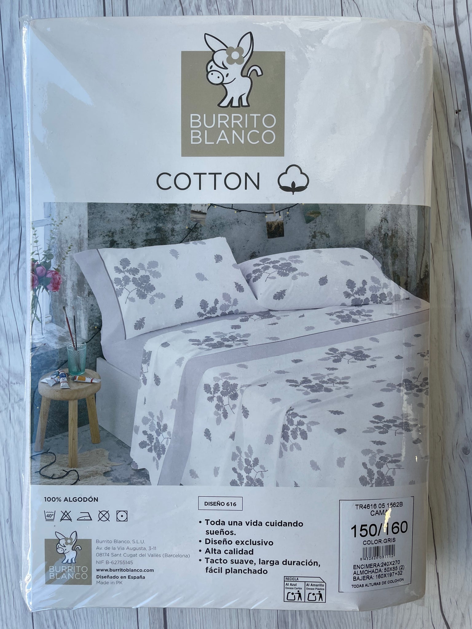 Juego de sábanas franela blanco cama de 150/160 100% algodón
