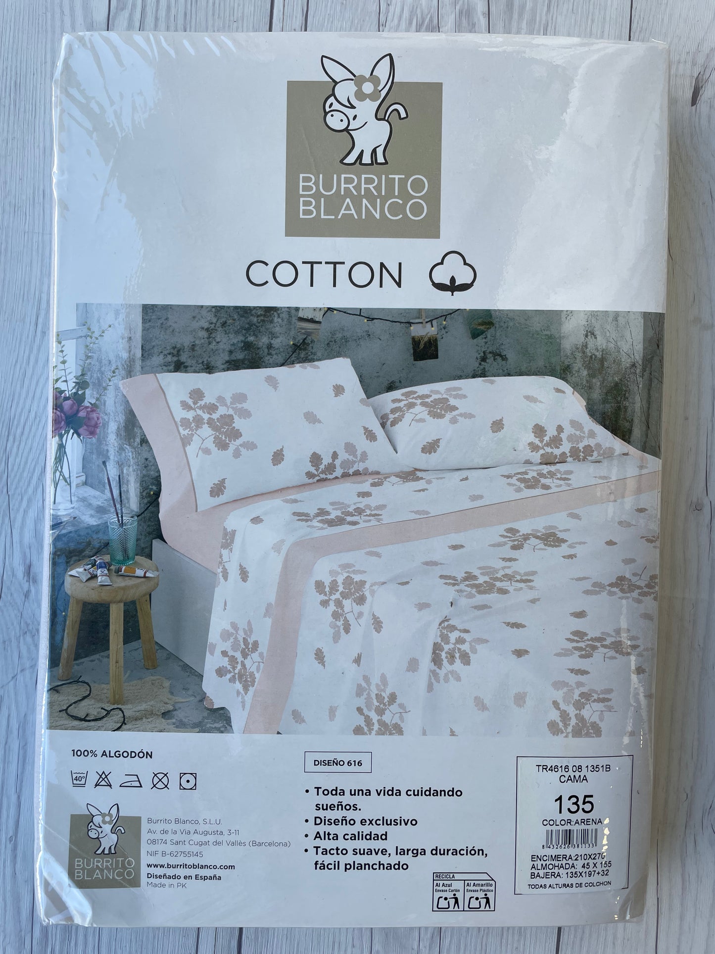 sábanas 135 cm burrito blanco algodón