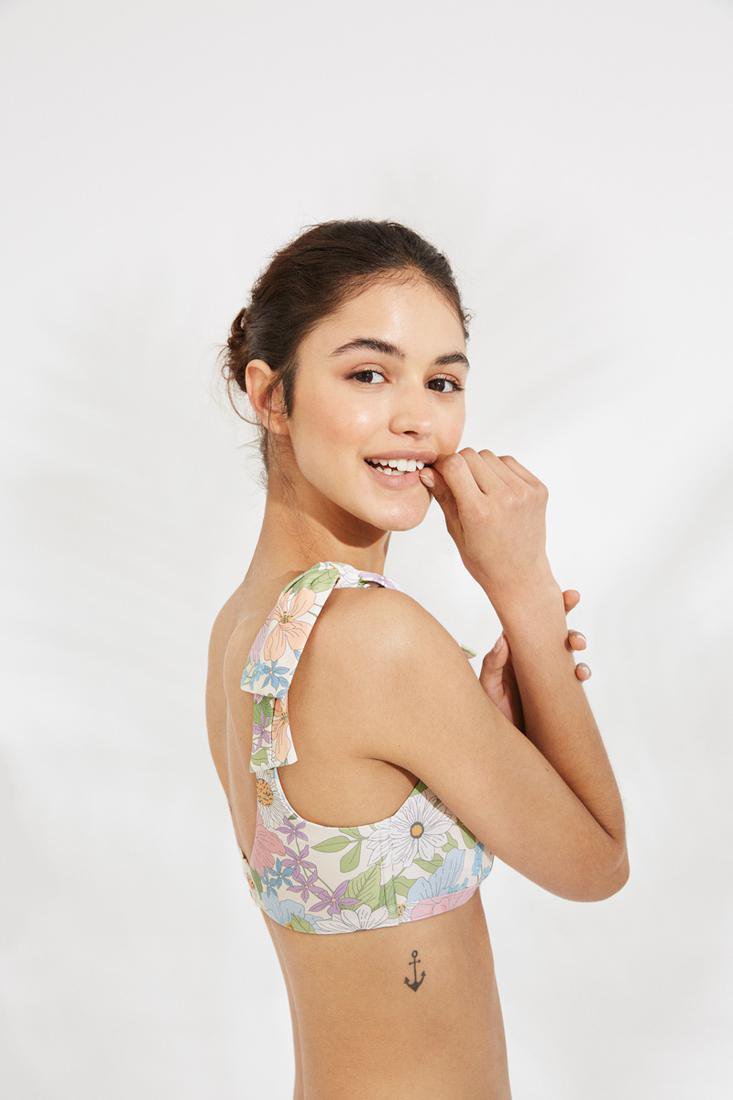 Top de bikini COMBINABLE sin aros con estampado floral suave YSABEL MORA