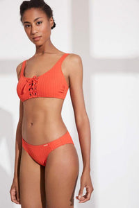 Bikini tipo top tejido canalé copa B naranja YSABEL MORA