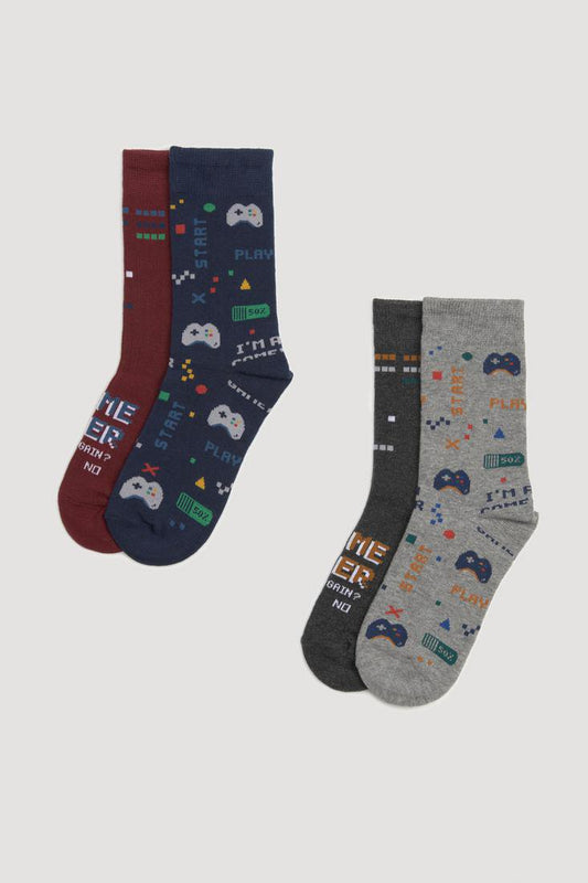 Pack 2 calcetines niño algodón estampado "Gamer" YSABEL MORA
