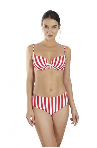 Top bikini CON ARO Y FOAM rayas marineras copas C, D y E de Selmark