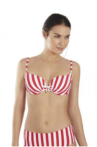 Top bikini CON ARO Y FOAM rayas marineras copas C, D y E de Selmark